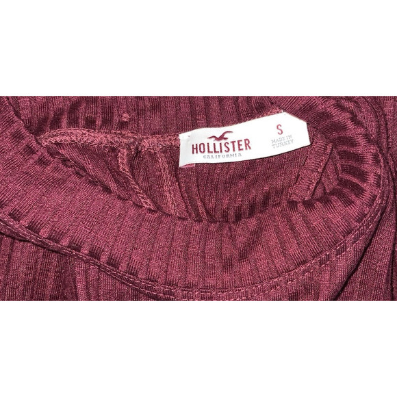 Hollister Womens Burgundy Sleeveless Ribbed Short Dress Halter Neck Size S - Picture 5 of 5
